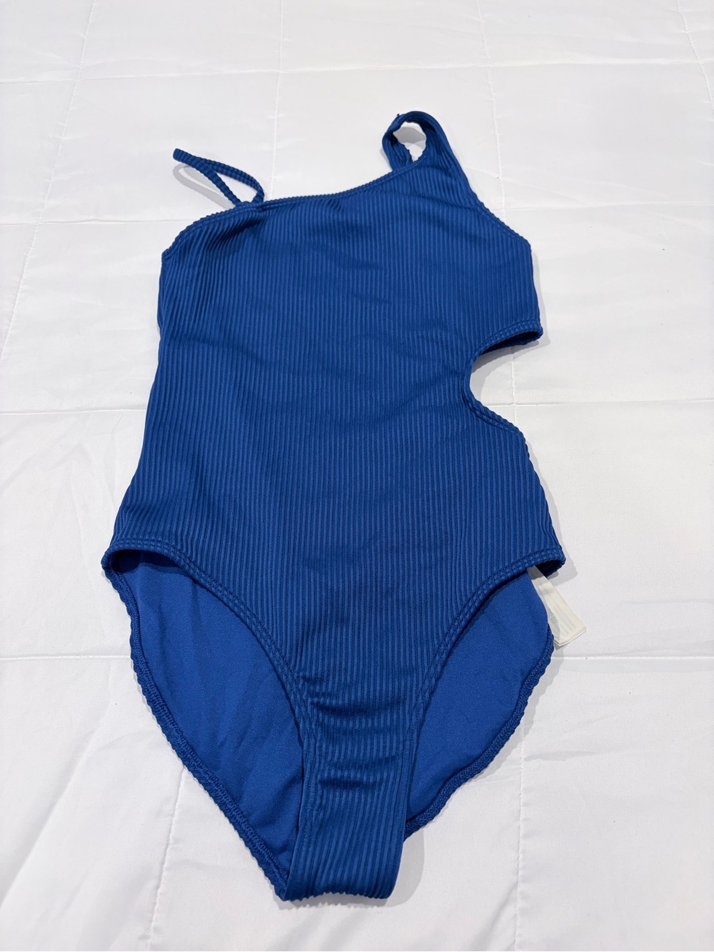 abercrombie kids Royal Blue Ribbed One-Shoulder Cutout Swimsuit